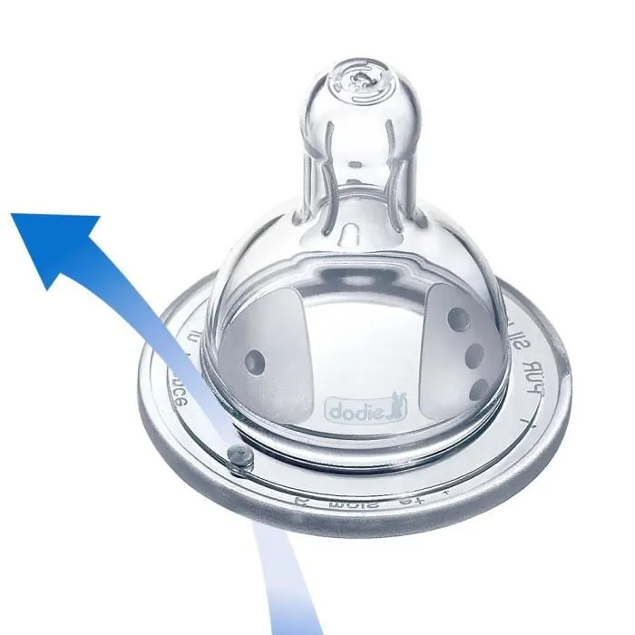 Dodie Biberón Iniciación +330ml AZUL DE BOMBERO - +6 meses - Tetina Redonda 3 Velocidades - Flujo 3 5