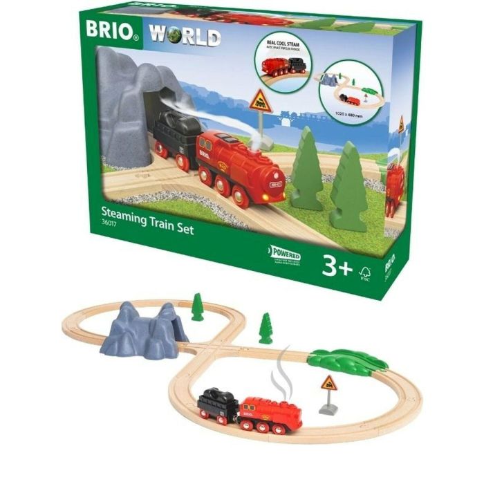 Brio World 36017 Circuito de Locomotora a Batería de Vapor con Efectos Reales de Humo