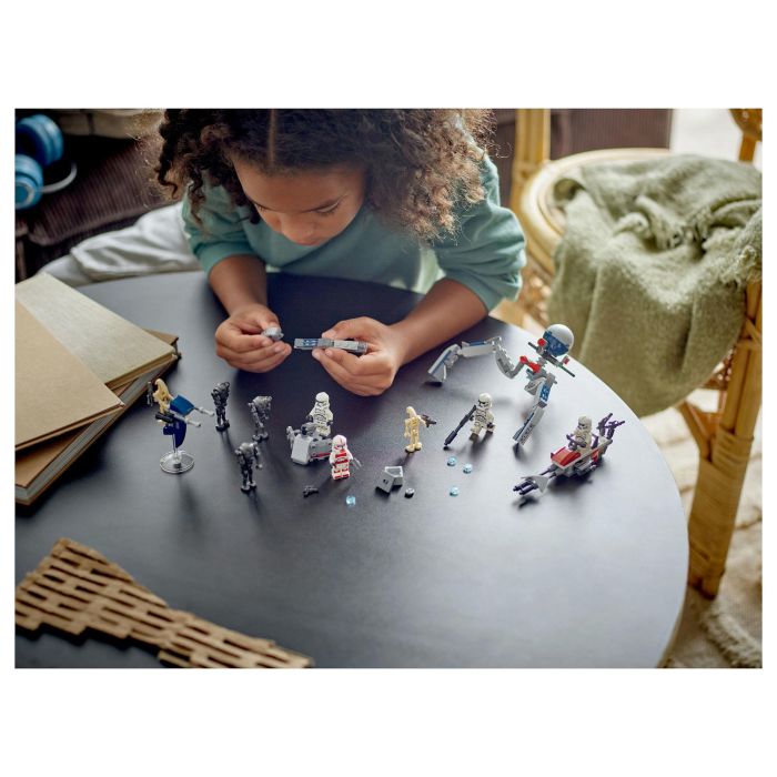 Lego 75372 Star Wars Paquete de Batalla de Soldados Clon y Droides de Batalla con Moto Speeder y Minifigura