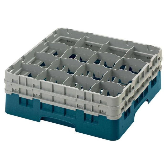 CAMBRO - 16S534-414 - Cesta de lavado 16 comp. 2 alturas - 10,9 cm Ø máx. - alt. máx. 14,9 cm - 50 x 50 x 18,4 cm - Cerceta