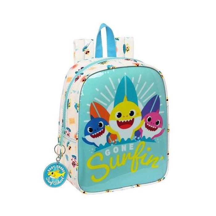 Mochila Infantil Baby Shark Surfing Azul Blanco 22 x 27 x 10 cm