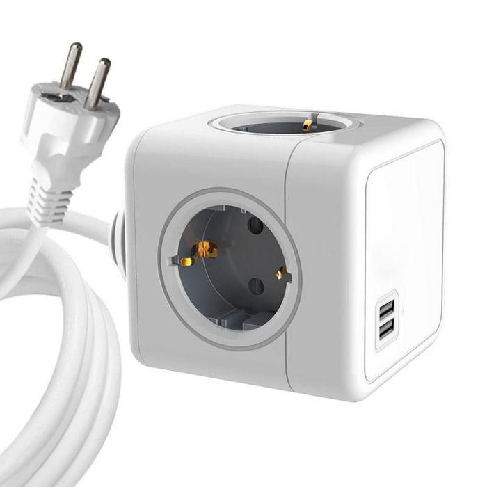 MicroConnect 4 way Schuko, 2 USB ports power cube with 1,5m cable, white MicroConnect 4 way Schuko, 2 USB ports power cube with 1,5m cable, white