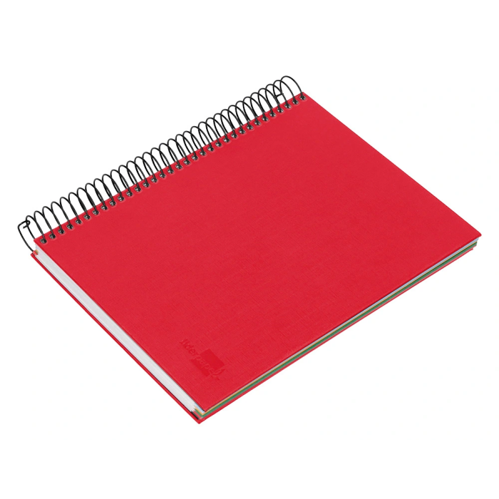 Liderpapel Cuaderno Espiral A5 Micro Papercoat Tapa Forrada 140 Hojas Cuadro 5mm Banda 5 Colores Rojo 5