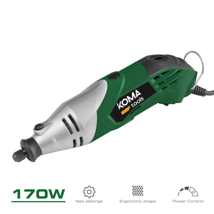 Koma Tools MR-170 Herramienta Multiusos Rotativa 170W con Velocidad Variable 8000-35000rpm, 190 Accesorios (41 Tipos), Maletín y Cable Flexible 0 Koma Tools MR-170 Herramienta Multiusos Rotativa 170W con Velocidad Variable 8000-35000rpm, 190 Accesorios (41 Tipos), Maletín y Cable Flexible 0