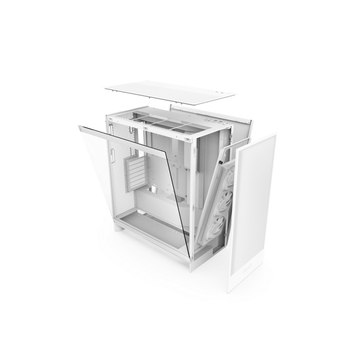 NZXT CM-H72FW-R1 H7 Flow RGB Midi Tower Blanco PC Caja de Ordenador con Flujo de Aire Optimizado y Panel de Vidrio Templado, 244x468x544mm 4