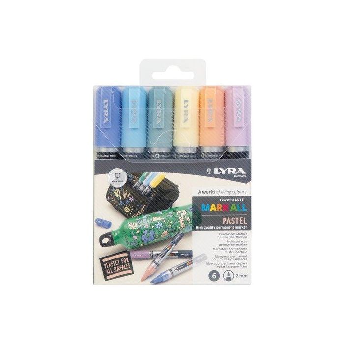 Marcador Permanente Lyra Graduate Mark All Conico 2,0 Mm. Surtido Pastel Estuche De 6