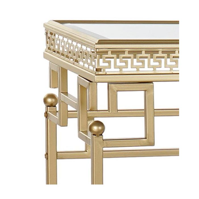 DKD Home Decor Mesita Auxiliar Árabe con Lámpara E27 Dorado de Metal 42x44x42 cm 1