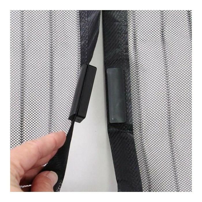 Mosquitera de cortina magnética anti-insectos para puertas, Poliéster negro, H220 x L100 cm, malla apretada con cierre magnético. 1