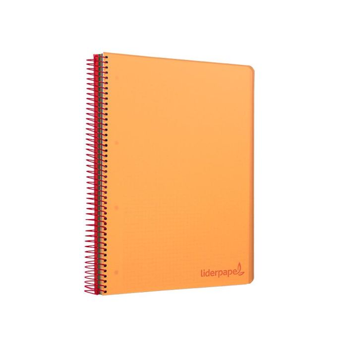 Cuaderno Espiral Liderpapel A4 Micro Wonder Tapa Plastico 120H 90 gr Cuadro 5 mm 5 Banda4 Taladros Color Naranja 3