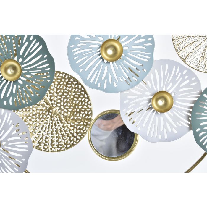 DKD Home Decor Decoracion Oriental Dorado Verde Menta Metal Espejo Nenufar 8 x 46 x 44 cm 2