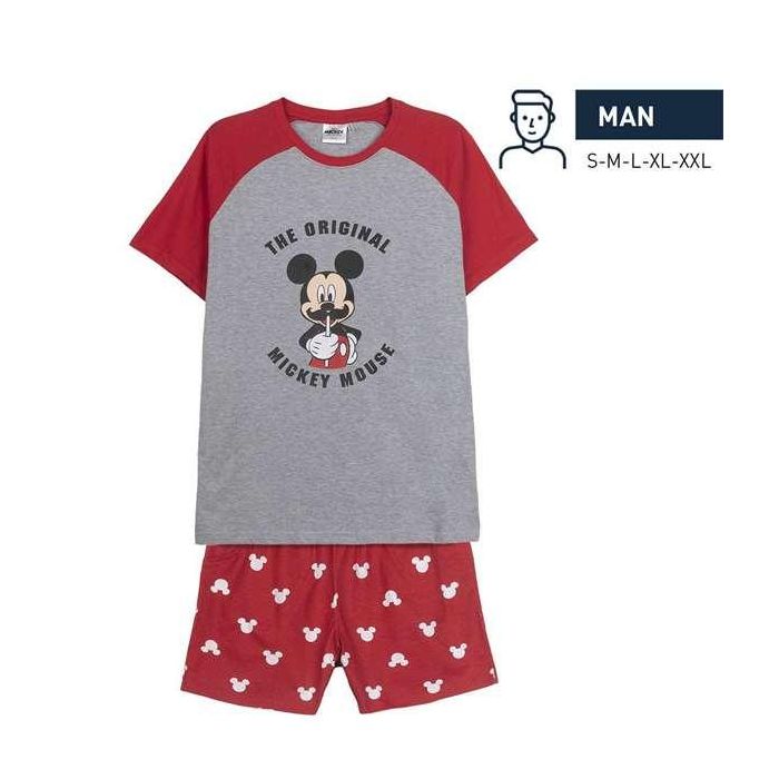 Pijama de Verano Mickey Mouse Rojo (Adultos) Hombre Gris S 1 Pijama de Verano Mickey Mouse Rojo (Adultos) Hombre Gris S 1