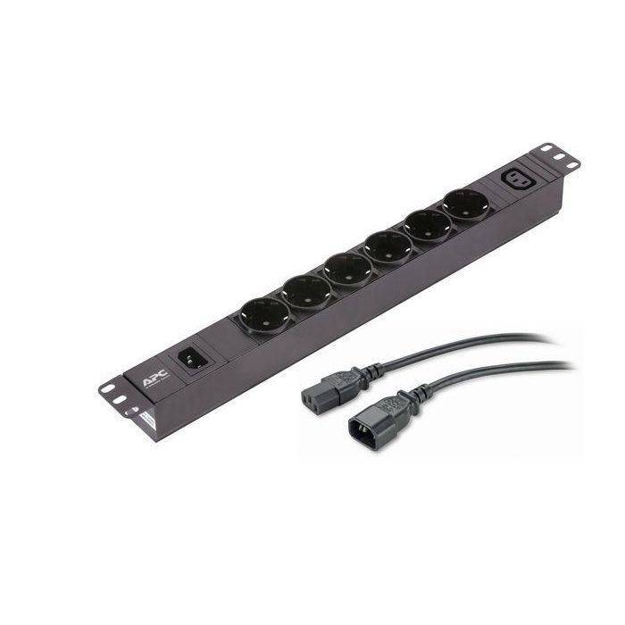 APC Easy Rack PDU Básico 1U para Rack 19" Horizontal 2.3kW 230V 10A Monofásico 6x SCHUKO 1x C13 Salidas, C14 Entrada