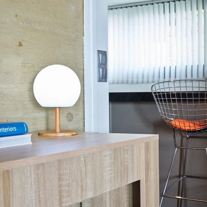 LUMISKY - Lámpara de mesa - inalámbrica - pie de bambú extensible - Al 28cm - LED blanco cálido / blanco LUNY 1 LUMISKY - Lámpara de mesa - inalámbrica - pie de bambú extensible - Al 28cm - LED blanco cálido / blanco LUNY 1