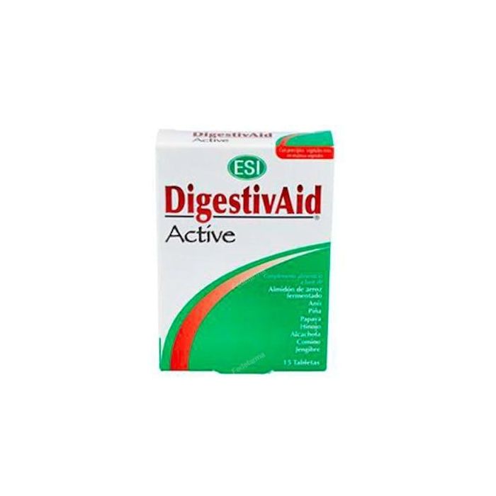 TREPATDIET-ESI Digestivaid Active 15 Comprimidos Suplemento Multienzimático Vegetal que Favorece la Digestión