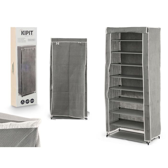 Kipit Zapatero Organizador de Zapatos de Tela Gris, 9 Estantes - Medidas Montado: 58 cm Ancho x 32 cm Fondo x 157 cm Alto (6 Unidades) Kipit Zapatero Organizador de Zapatos de Tela Gris, 9 Estantes - Medidas Montado: 58 cm Ancho x 32 cm Fondo x 157 cm Alto (6 Unidades)
