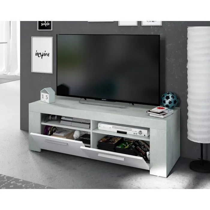 Aucasa Soporte TV AMBIT 2 Puertas Gris y Blanco Estilo Contemporáneo L 120 cm 2