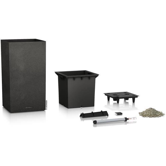 Macetero LECHUZA Canto Stone Column 40 - kit completo, negro grafito 1