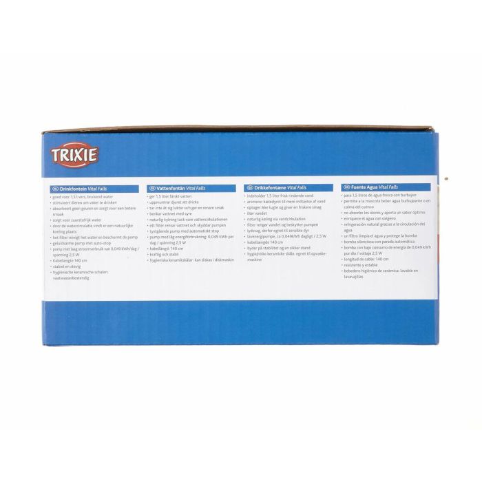 Trixie Fuente de Agua Cerámica Vital Falls 1,5 L Ø 22x13 cm Gasolina y Blanco para Perros y Gatos 3