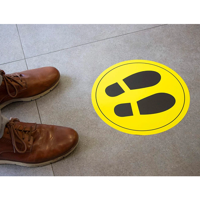 Apli Círculo Señalización Adhesivo para Suelo PVC 100 micras Pies Amarillo/Negro Diámetro 30 cm 2
