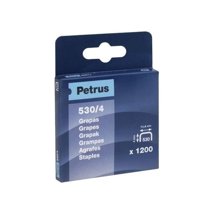 Petrus 77512 Grapas cobreadas 530/4mm, caja 1200 unidades