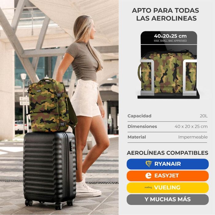 Numada Mochila B40 Explorer Backpack 20L 40x25x20 cm Estampado Camuflaje Carga USB Resistente 9