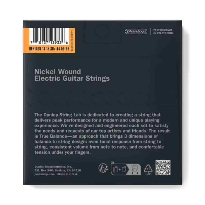 DUNLOP DEN1468 Juego Cuerdas Guitarra Eléctrica Barítono Níquel Medium 14-68 1