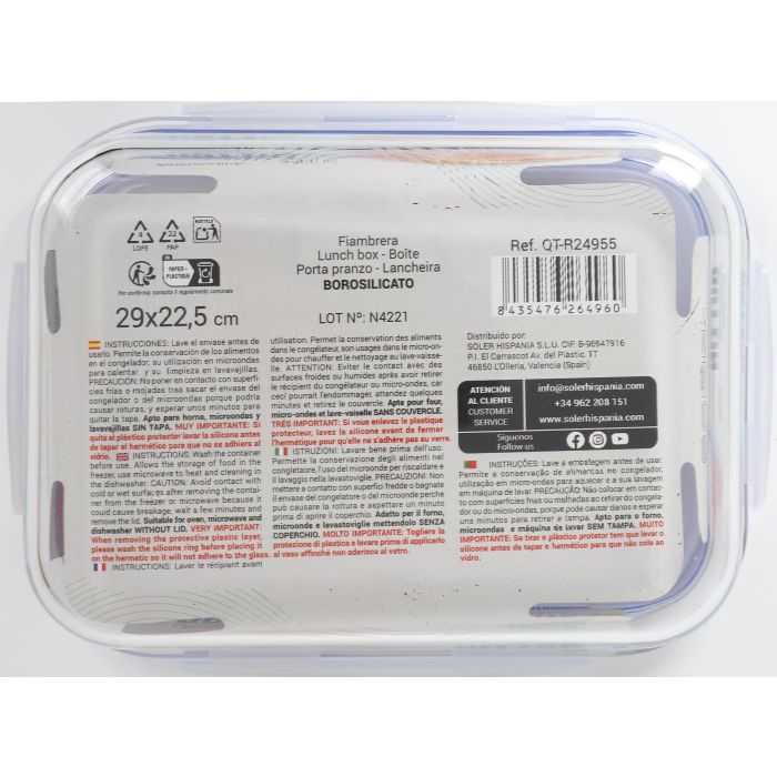 Quttin Fiambrera Extra Rectangular 29 x 22.5 x 9.8 cm sin Válvula 2.6 L 8