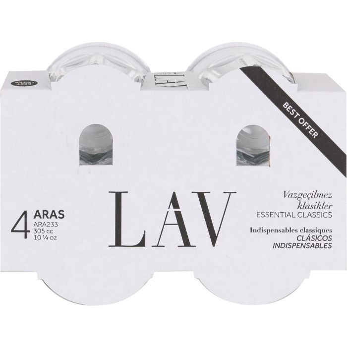 Lav Set 4 Vasos Agua 305 Cc Cristal 9x9x10 cm (12 Cajas)