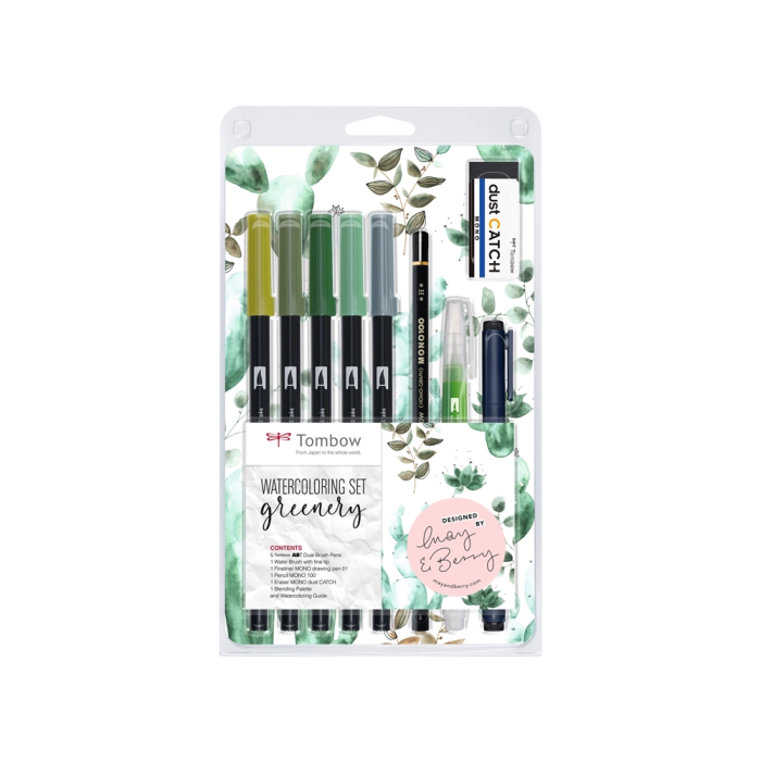 Tombow Set Watercoloring Greenery 9 Piezas con Rotuladores ABT-098, 228, 249, 312, N52 y Calibrado 01 1 Tombow Set Watercoloring Greenery 9 Piezas con Rotuladores ABT-098, 228, 249, 312, N52 y Calibrado 01 1