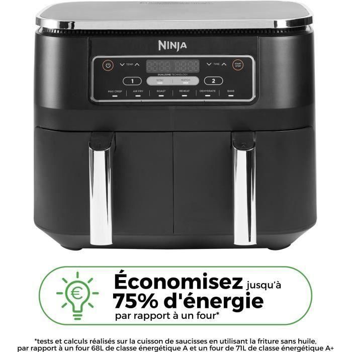 Freidora de Aire Ninja Foodi AF300EU 7.6L, 6 en 1 con Compartimento Doble, Max Crisp, Asar, Hornear, Deshidratar y Recalentar 1 Freidora de Aire Ninja Foodi AF300EU 7.6L, 6 en 1 con Compartimento Doble, Max Crisp, Asar, Hornear, Deshidratar y Recalentar 1
