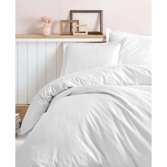 ASI8684282406006 Juego de Cama - Funda Nórdica 220x240 cm + 2 Fundas de Almohada 60x60 cm - 100% Algodón Satén - Blanco 1