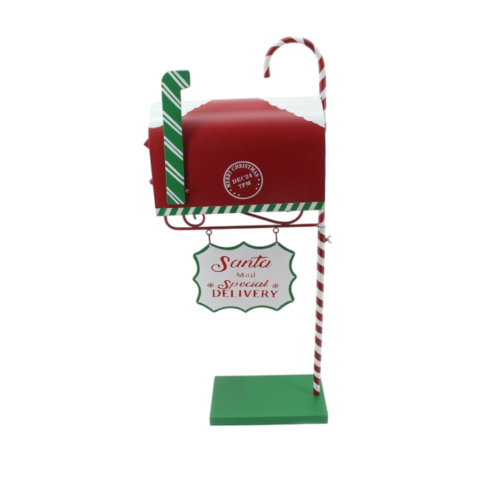 DKD Home Decor Buzón de Navidad Tradicional Metal Rojo Verde Blanco Desmontable 108x45x21 cm (2 Unidades)
