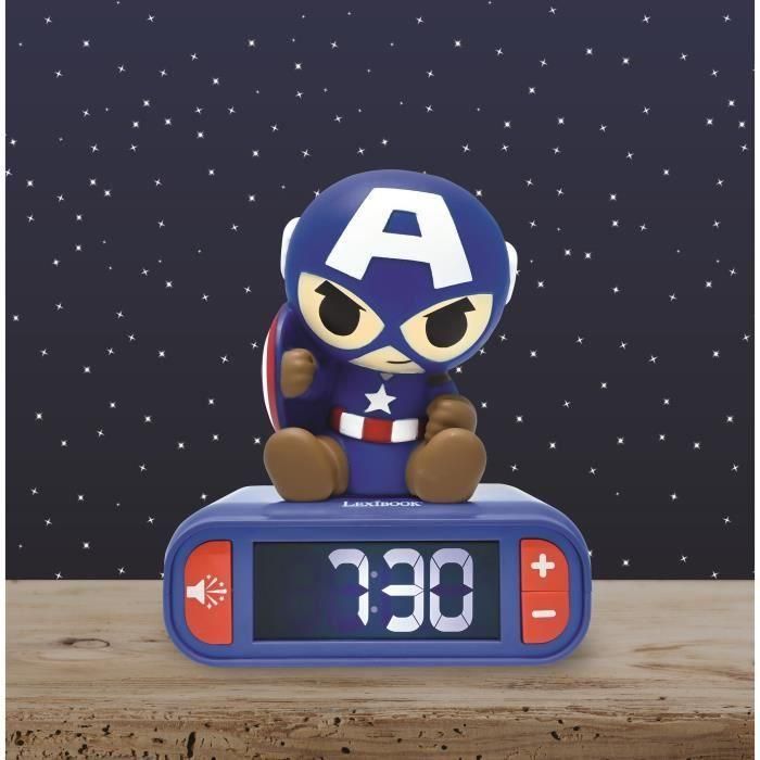 LEXIBOOK AAALY18828 Reloj Despertador Digital Capitán América con Luz Nocturna y Sonido 3D Infantil 3 LEXIBOOK AAALY18828 Reloj Despertador Digital Capitán América con Luz Nocturna y Sonido 3D Infantil 3