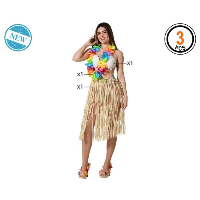 Disfraz para Adultos Hawaiana Hawaiano (3 Piezas) 3 Disfraz para Adultos Hawaiana Hawaiano (3 Piezas) 3