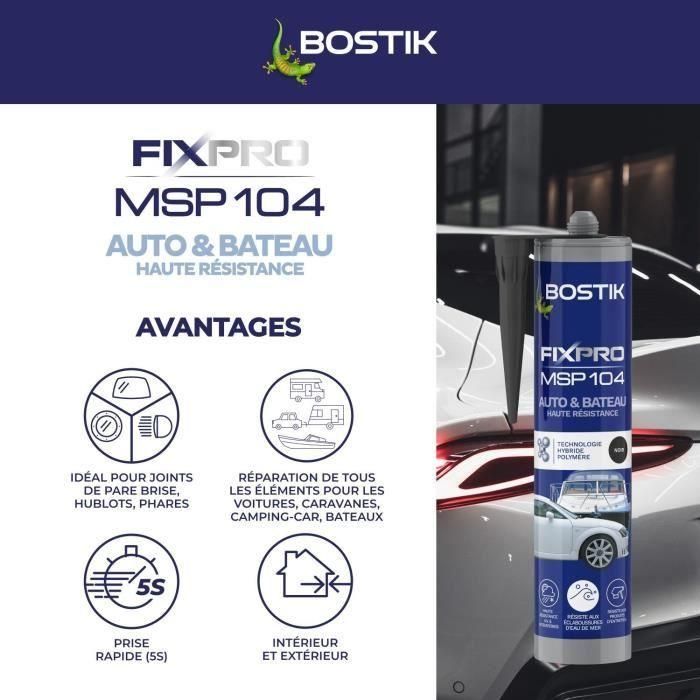 Sellador para automoción/náutica - BOSTIK - Fixpro MSP 104 - Adhesivo y sellador - Resistente a la intemperie y al agua de mar - Negro - 290 ml 3