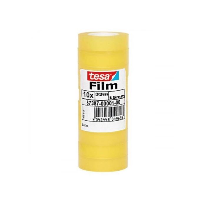 TESA 57387-00001-01 Cinta Adhesiva Standard Transparente 15mm x 33m, 10 Rollos