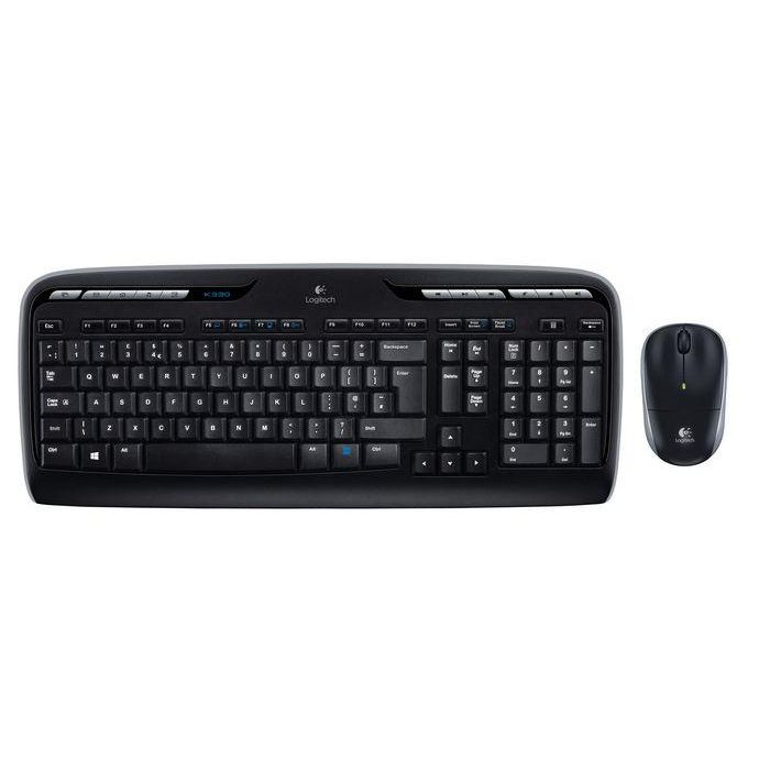 Logitech Mk330 Teclado y Mouse Inalámbrico con Acceso Rápido Multimedia y Diseño Ergonómico, Conexión Avanzada de 2.4 GHz, Plug and Play, Duración de Pilas Prolongada, Color Negro