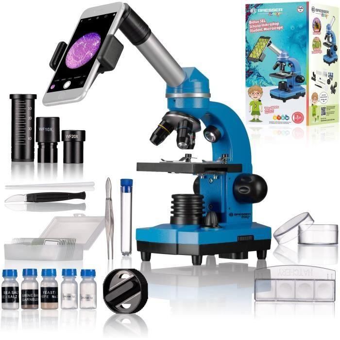 Microscopio para estudiantes BIOLUX SEL - BRESSER JUNIOR - aumento 40x-1600x - kit de experimentación - azul Microscopio para estudiantes BIOLUX SEL - BRESSER JUNIOR - aumento 40x-1600x - kit de experimentación - azul