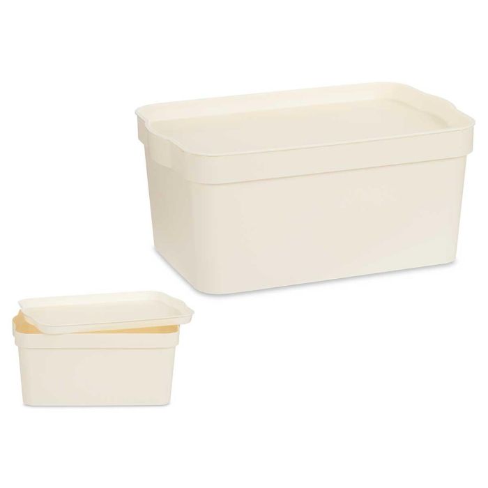 Caja Plastico Con Tapa 7,5L Crema Kipit 21X14CM (12 Unidades) Caja Plastico Con Tapa 7,5L Crema Kipit 21X14CM (12 Unidades)
