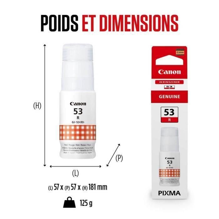 Botella Tinta Canon Gi - 53R Roja 4 Botella Tinta Canon Gi - 53R Roja 4