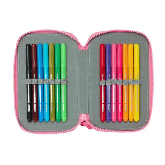 Plumier Doble Moos Flores Multicolor 12.5 x 19.5 x 4 cm 28 piezas 4