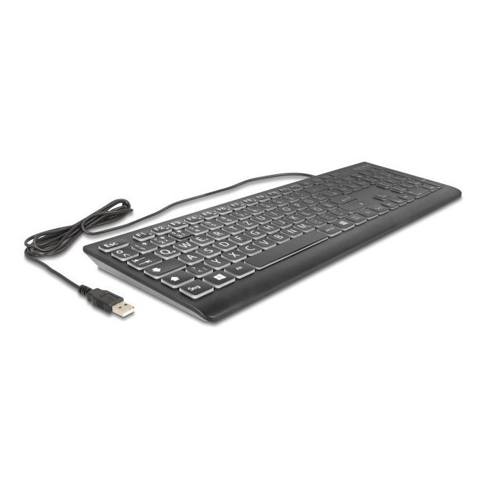 DeLOCK 12170 Teclado USB Alámbrico QWERTZ Alemán con Retroiluminación LED RGB y Teclas XXL Grandes Negro 1.5m 1 DeLOCK 12170 Teclado USB Alámbrico QWERTZ Alemán con Retroiluminación LED RGB y Teclas XXL Grandes Negro 1.5m 1