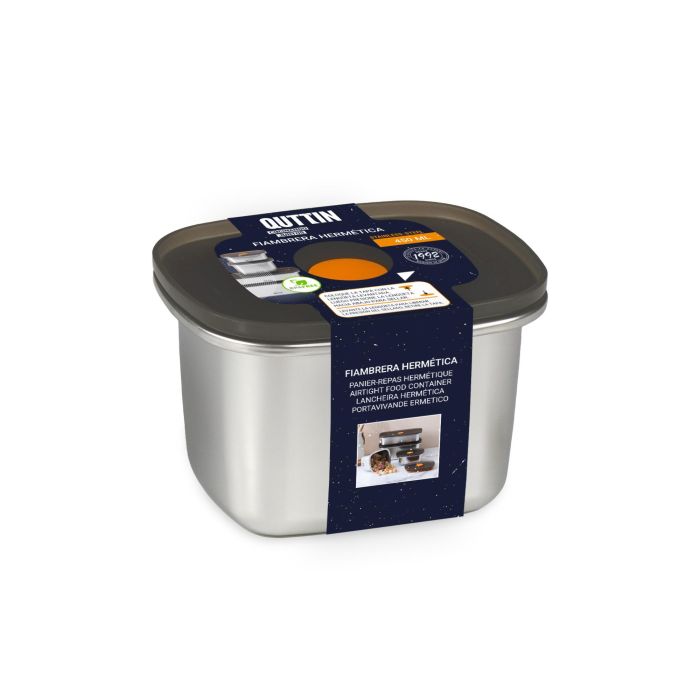 Fiambrera hermética rectangular de acero inoxidable 450 ml - Quttin (12 Unidades) 4 Fiambrera hermética rectangular de acero inoxidable 450 ml - Quttin (12 Unidades) 4