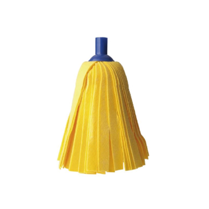 Blanca Fregona de Tiras Amarillas Super Absorbente para Uso Doméstico y Profesional de Viscosa, Poliéster y Polipropileno 1