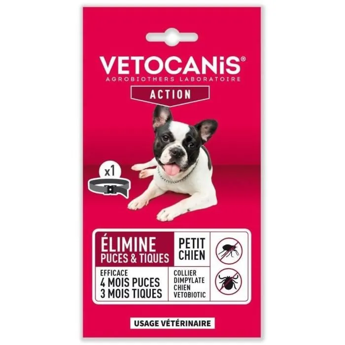 Vetocanis Collar Antipulgas y Garrapatas para Perros Pequeños hasta 10 kg - 4 Meses de Protección