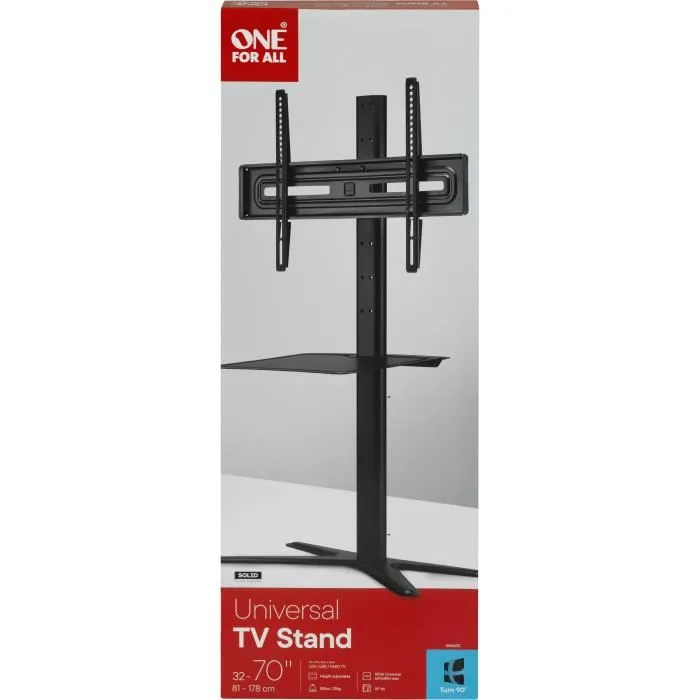 One For All Mueble TV con repisa Gama Sólida Inclinable 15º Giratorio 90º Soporte Pared Compatible con Pantallas 32-70'' VESA hasta 600x400mm 4