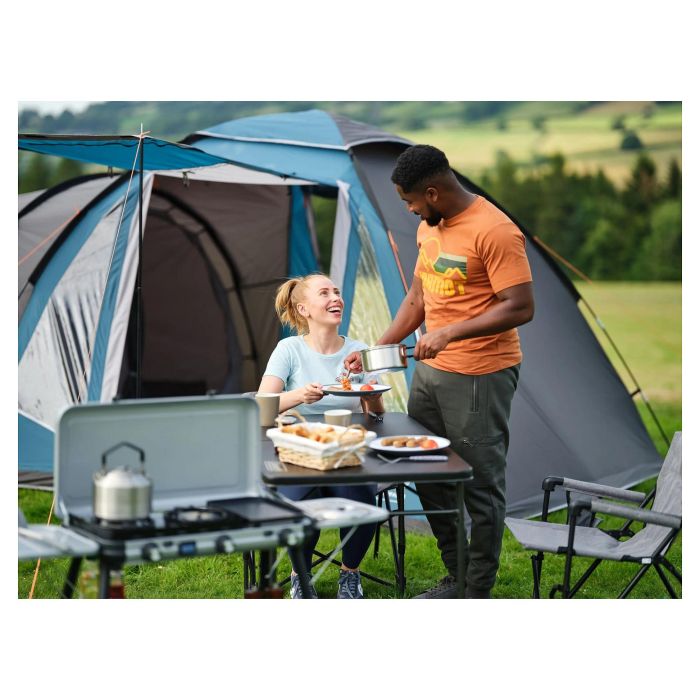 Campingaz Kitchen 2 Multi Cook Plus - Parrilla Portátil Plegable 3 Zonas Capa Antiadherente - Ref. 2213312