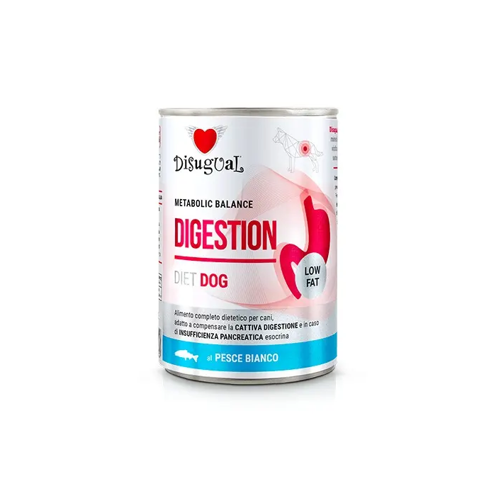 Disugual Diet Dog Digestion Low Fat Pescado Blanco 6x400 gr