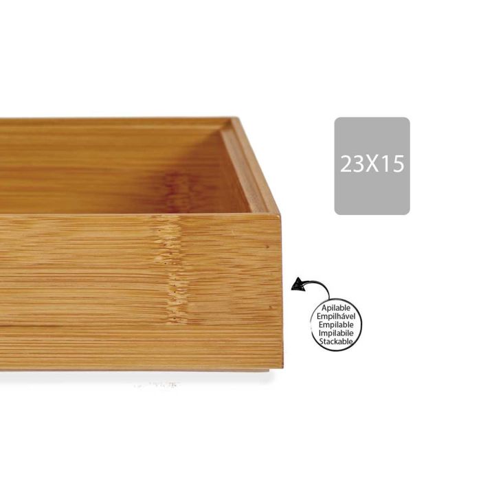 Organizador de bambú apilable Kinvara 23x15 cm, natural (24 Unidades) 3 Organizador de bambú apilable Kinvara 23x15 cm, natural (24 Unidades) 3