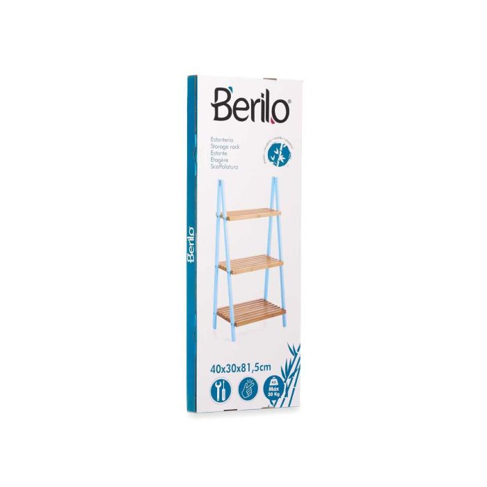 Estantería Escalera 3 Estantes Bambú Azul Berilo 40x81x30 cm 2